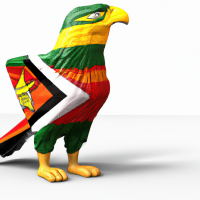 Eagle wearing the Zimbabwean flag