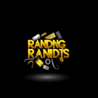 random things logo idea black and gold for record studio in 3d